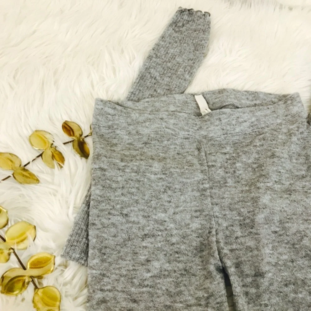 Free People Heather Gray Knit Leggings Ribbed
